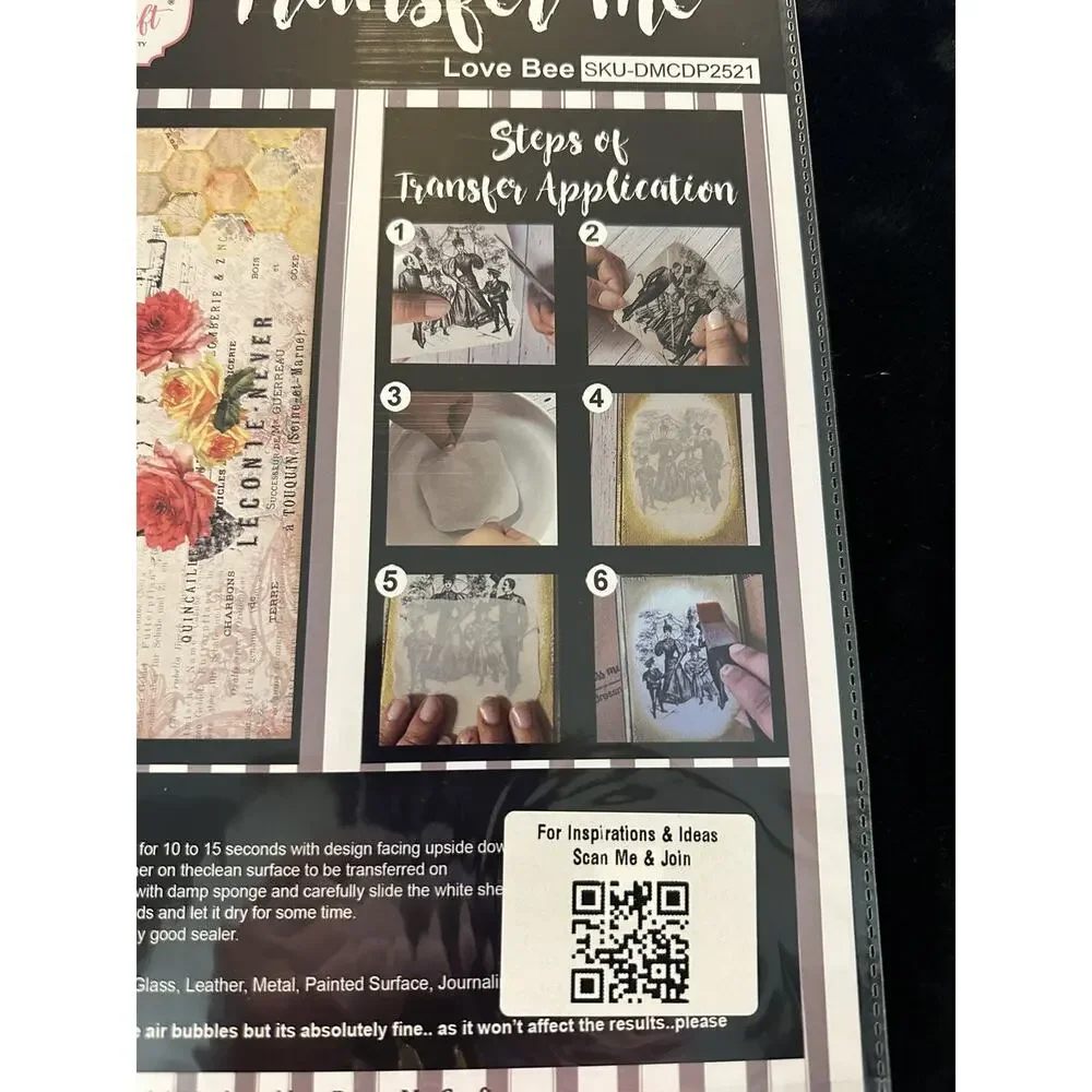 New Sealed Dress My Craft Transfer Me Love Bee Flowers Floral Dip In Water Crown